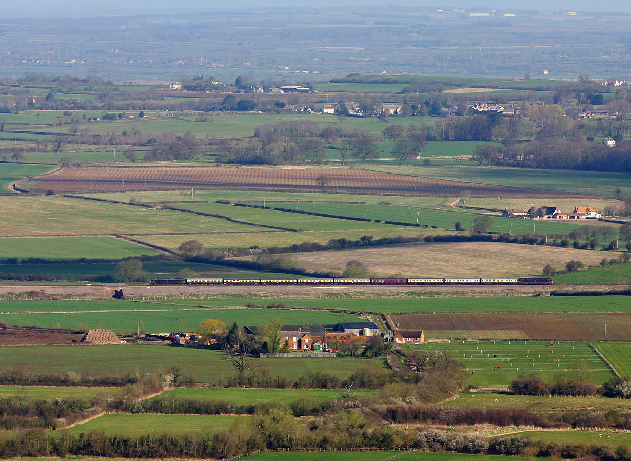 67005 & 67006 Uffington (Viewed from White Horse Hill) 5 April 2008